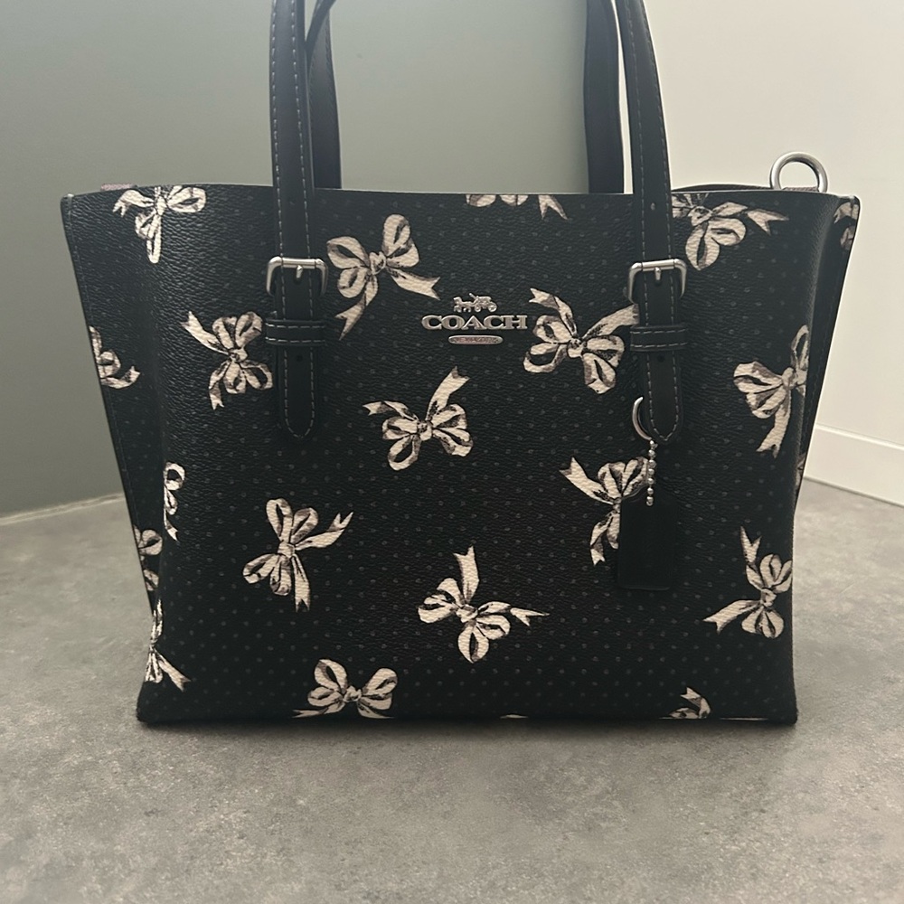 Coach Black and Cream Bow Tote
